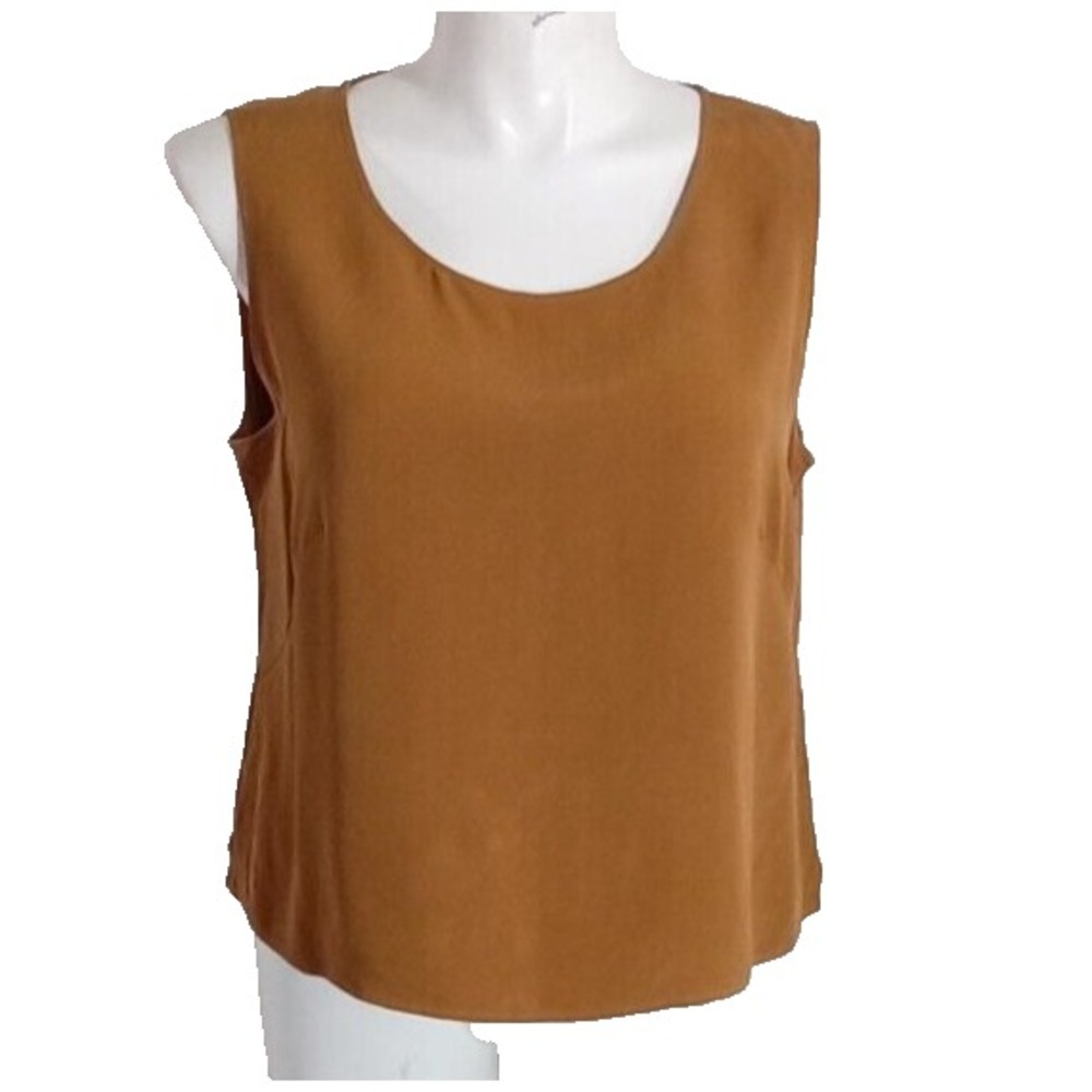 Due Per Due Top 18W Brown Bronze 100% Silk 2 pc Set Shell Shirt Jacket Button - Picture 2 of 8